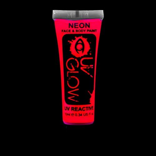 UV Glow Neon Face and Body Paint - 1x 10ml Red