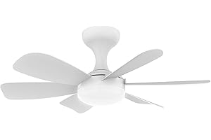 OXYLOPS Ventilatore da Soffitto con Luce e Telecomando, Lampada Integrata con Attacco E27, 3 Colori di Luce, 6 Velocità Regolabili, Diametro 50 cm, 6 Pale Reversibili Estate/Inverno - Ideale per Camera da Let