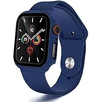 2 in 1 Silicone Watch Band \u0026 Protective Case With Tempered Glass Size 44 MM  For Apple watch Series 4/5/6 - Dark Blue: Buy Online at Best Price in Egypt  - Souq is now Amazon.eg