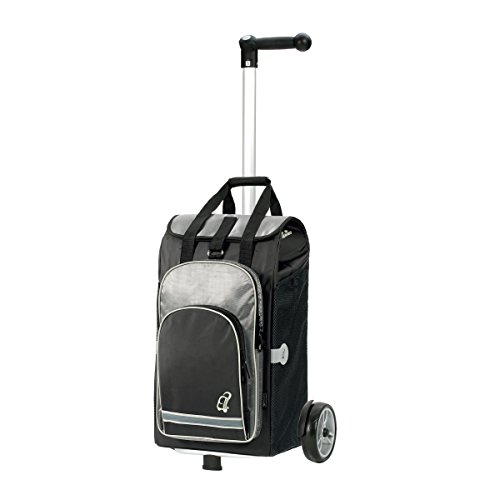 Andersen Chariot de courses Unus avec sacoche Hydro noire, volume 60L, poche isotherme, poignée ergonomique et cadre aluminium