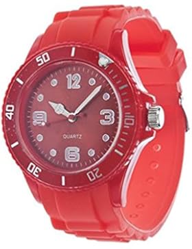 Unisex Bunt Silikon Uhr watch Armbanduhr Damenuhr Herrenuhr Uhr Jenny Trend Rot