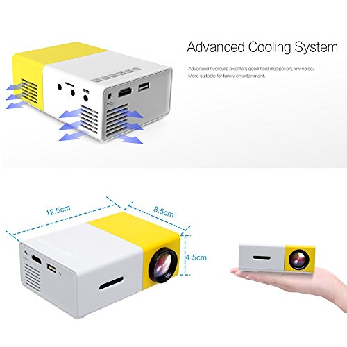 Beweglicher Miniprojektor, HuiHeng Multimedia LED Projektor Unterstützungs SD / AV / USB / HDMI Eingang für Video Film Spiel Unterhaltung Hauptkino Theater Projektor mit Fernsteuerungs und eingebauter Lithium Batterie - 7