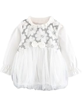 Baby Kleid Huhu833 Mode Herbst Baby Mädchen Kleinkind Anzug Mesh Floral Minikleid 0-3 Jahre