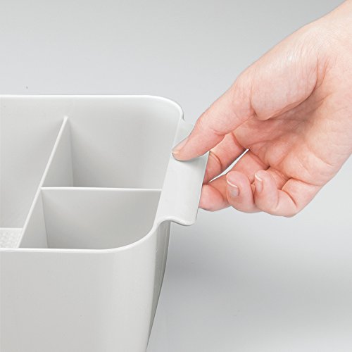mDesign Kosmetik Organizer mit 8 Fächern – praktische Kosmetik Aufbewahrungsbox für Kosmetik, Make-Up, Haaraccessoires etc. – die perfekte Schminkaufbewahrung – hellgrau - 3