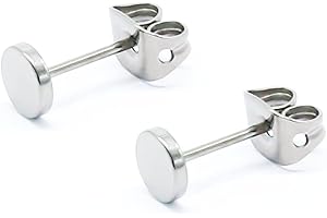 ARTSKIN Tytanowe kolczyki na sztyfcie, nie wywołujące alergii, dla kobiet, mężczyzn i dziewcząt, średnica krążka: 3 mm - 5 mm, kolory: różowe złoto, złote, srebrne, czarne, kształt: okrągłe, płaskie, dla