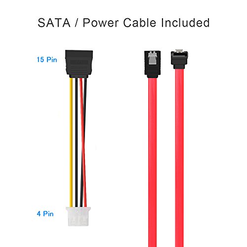 ELUTENG Wechselrahmen SSD 2,5″ / 3,5″ auf 5,25″ HDD SSD SATA Halterng Interner Festplattenadapter für Desktop-PC Computer CD-/DVD-ROM mit SATA 3 Datenkabel und Stromadapter - 7