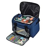 Diseño de Bolsas laterales y traseras para guardar las últimas guías, artículos para tejer y más