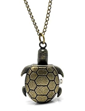 Souarts Bronzefarbe Schildkröte Antik Nostalgie Design Taschenuhr Klassische Vintage Mode Umhängeuhr Kettenuhr