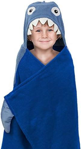 Deluxe Hooded Towels, Oversized 68cm x 127cm, Perfect for the Bath, Pool, Even the Beach- Blue Shark