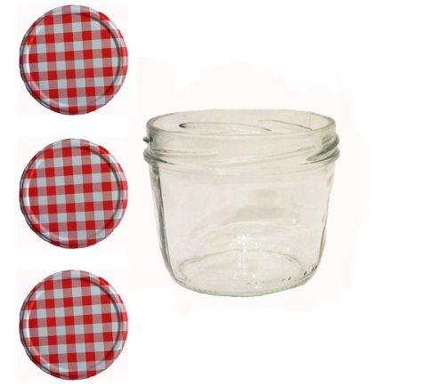 20 Sturzgläser 230 ml Marmeladengläser Einmachgläser Einweckgläser To 82 Rot Karriert