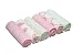 Cuddles Collection Printed Muslin Squares (6 Pack, Pink/ White)