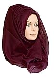 Women's Plain Dyed Hijab Fashion Head Scarf Wrap Maxi Large Oversized - Rayon / Sarong / Shawl / Cape 100% Viscose By Lizzy® (Burgundy)