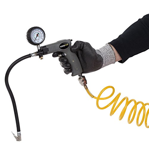 Powerplus Druckluftpistole Kompressorzubehör inkl. Schlauch Manometer 6 Aufsätze - 7