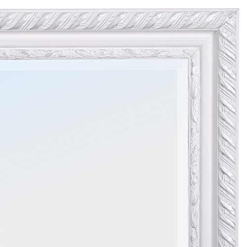 WANDSPIEGEL BAROCK Weiß-Silber ANTIK DESIGN SPIEGEL Stripe 70x50cm HOLZRAHMEN - 9