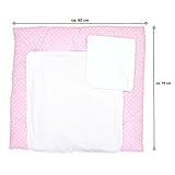 TupTam Wickelauflage inkl. 2 Frotteebezüge Wasserfest Abnehmbar Wickelunterlage Wickeltischauflage, Farbe: Punkte Rosa, Größe: 76 x 76 cm - 5