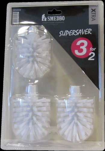 Smedbo WC-Ersatzbürste / WC-Bürste weiss in 3 für 2-Sparpackung