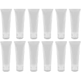 Empty Refillable Clear Plastic Tubes Cosmetic Sample Bottles with Flip Lid Travel Makeup Sample Container Storage 12 Pack