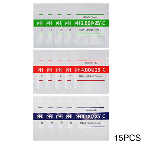 Kreema 15pcs Poudre de Solution Tampon pH pour testeur Calibrage précis et Facile Précis 4.01 6.86 9.19