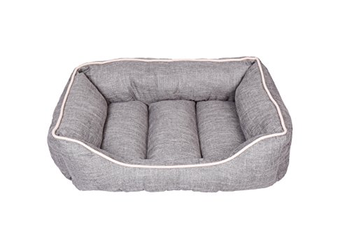 Dream Paws Complimentary Comfortable Pet/Dog/Animal Classic Design Cosy Plus Inner Cushion High Density Non-Slip Base Washable Box Bed, Medium/Large, Brown