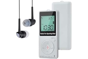 YONARS Radio portátil FM de Bolsillo con, Radio de Bolsillo Digital Recargables USB Radios con Auriculares, Podómetro, Temporizador de sueño y Reloj, Auto-búsqueda y Memorización, para Caminar, Trotar