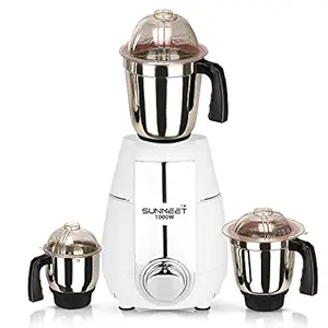 Sunmeet 1000watt Mixer Grinder with 3 SJ Stainless Steel Jar (White) MA2019 Make in India 100% Copper