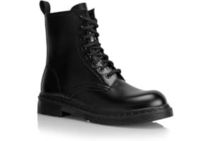 Procity Damen 8 Eyelet Stiefelette mit dem Blockabsatz und seitlichem Reißverschluss Combat Boots Ankle Boots