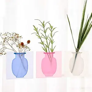 HeavenFort Silicone Sticky Vase,Elastic Antigravity Flower Container,Sticky Vase Stick on The Wall, Reusable Flower Pot Not Easy to Break, Suitable for Bathrooms, Home and Offices (5)