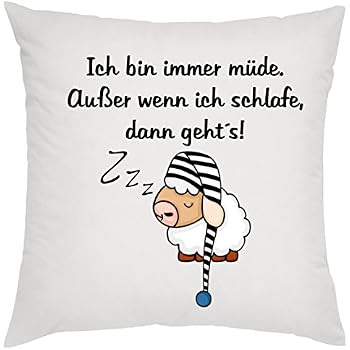 Witziges Zierkissen „Ich Bin Immer Müde“ – 40x40 Cm, Bedrucktes Baumwollkissen Für Sofa & Bett