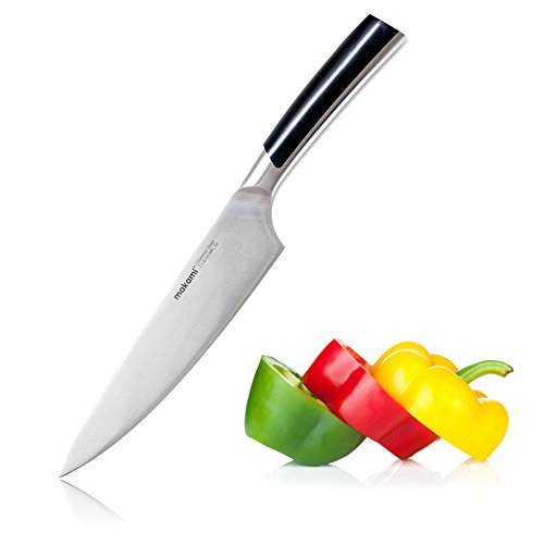 makami Master Chefmesser - extrascharfes massives Kochmesser mit Griff aus Edelstahl in edler Geschenkverpackung