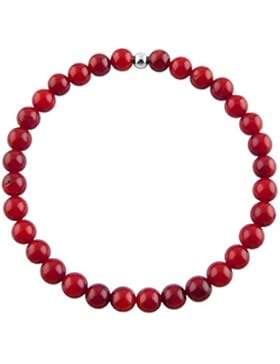 Sunsara Traumsteinshop Koralle (Schaumkoralle) Armband Edelstein Kugeln (Perlen) 6 mm und 925er Silberkugel Heilsteinarmband...
