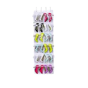 Dailyart 24-Pocket Over The Door Shoe Organizer - White Mesh Hanging Storage For Closet