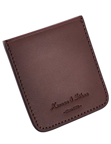 KS KB091 - Tarjetero Mini Hombre de Cuero Auténtico Marrón