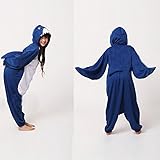 Canberries Damen Herren Jumpsuit Tier Onesie Einhorn Panda Pinguin Giraffe Pyjamas Jumpsuit Anime Cosplay Karneval Kostüm Schlafanzug Erwachsene (M, Hai) -
