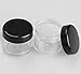 30g 30ml/1oz Refillable Black and White Plastic Screw Cap Lid with Clear Base Empty Plastic Cosmetic Jars for Nail Powder Bottles Eye Shadow Container Lot Powder Storage Container (Pack of 10) (Black Lid)