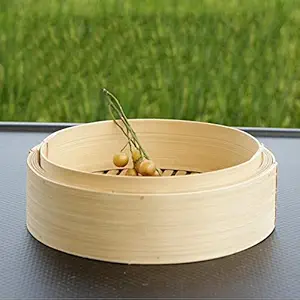 Niyyat - Kitchen Bamboo Steamer Basket Asian Food Dumpling Steamer 5.9inch Lid