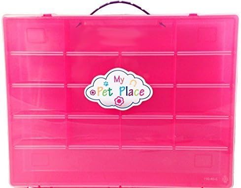 My Pet Place Case, Organizer for My Little Pony, Littlest Pet Shop, Shopkins, or Your Special Animal Collection, Stores Many of your Small Favorite Toys, Sturdy, Lightweight Pink Carrying Case
