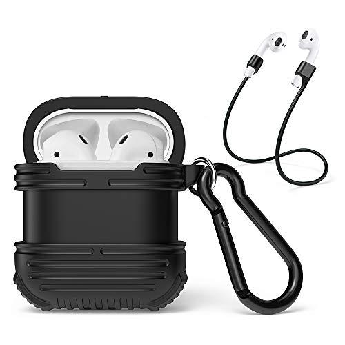 AirPods Cover, Airpods Case Accessori Coperchio Protettivo In Silicone,Custodia di ricarica,con un cinturino magnetico anti-perso e un gancio anti-perso Compatibile con Apple AirPods 1&2