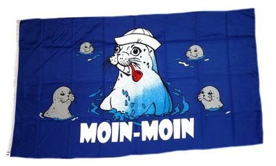 Preisvergleich Produktbild Fahne / Flagge Moin Moin Seehunde 90 x 150 cm