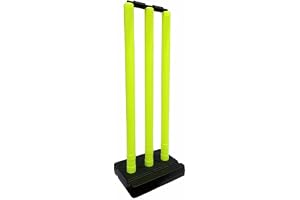Cricket Stumps Set, Neon PVC, Hard Plastic Base with bails (Neon Green)