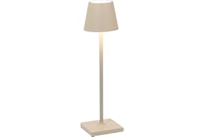 Zafferano, Poldina Micro, Lampada da Tavolo Ricaricabile e Senza Fili con Controllo Touch, Adatta per Salotto ed Esterni, Dimmer, 2200-3000 K, Altezza 27,5 cm, Colore Sabbia