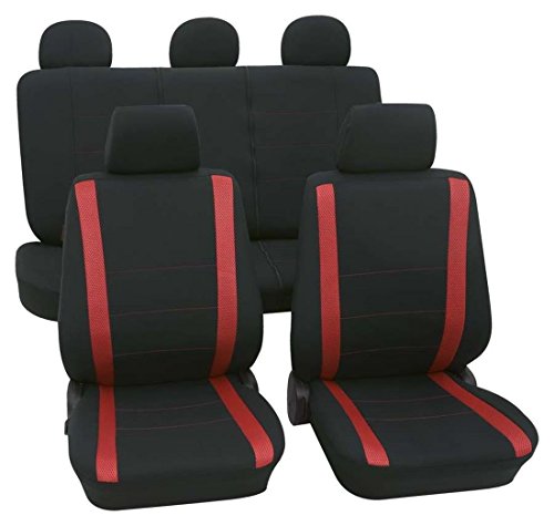 Preisvergleich Produktbild Faszination 83553, Autositzbezug Schonbezug, Komplett Set, Schwarz, Rot
