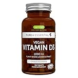 Pure & Essential Vegan Vitamin D3 1000IU, Natural Cholecalciferol from Lichen, 1-Year Supply