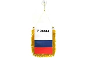 AZ FLAG - Fanion Russie Pour Décoration Voiture Avec Ventouse et Franges Dorées - Mini Drapeau Russe - 13x10 cm