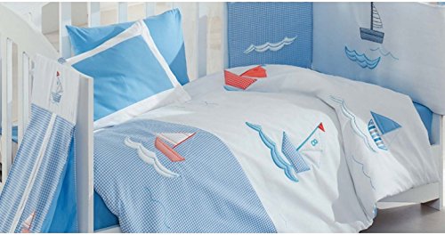 Luxury Living Collection Easy Care Kidboo Baby Range - Cot Quilt - Sail Boat Design