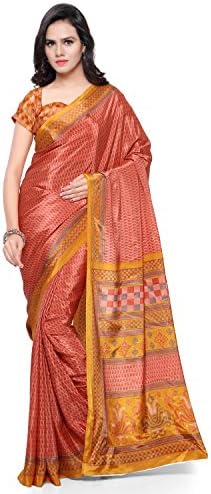 Aagaman Fashions Crape Orange Casual Wear Printed Traditional Sarees