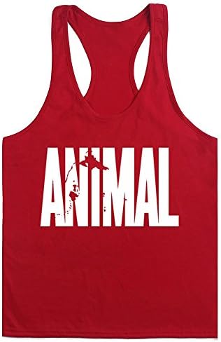 Mens Animal Letter Print Fitness Gym Stringer Tank Tops for Bodybuilding Muscle Workout