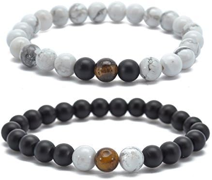 Distance Bracelets Strong Elastic Friendship Relationship Lovers Bracelets His &amp; Hers 8mm Beads Couple Bracelets