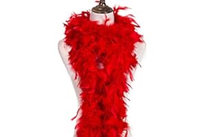 KOPPER-24 Boa en plumes 180 cm – Costume burlesque garden long XL grand boa écharpe plumes Carnaval Carnaval Bricolage Ailes d'ange indiennes adultes – Rouge