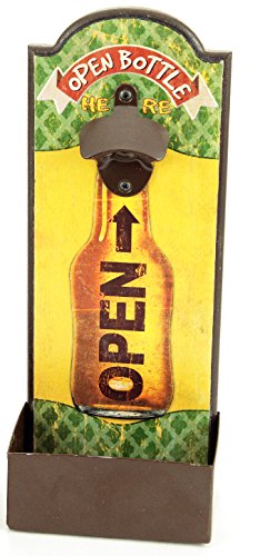 Wand Flaschenöffner Bierflasche mit Auffangbehälter 36 cm