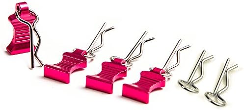 4Pcs GPM Body Clips with Aluminum Mount Set for 1/8 1/10 1/12 RC Cars Rose